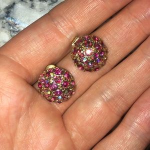 3/$12 Iridescent pink rhinestone earrings